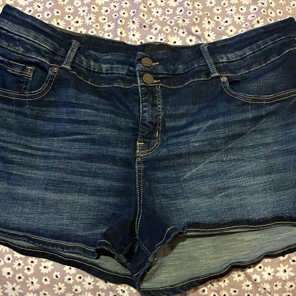 Buckle Black Denim Shorts